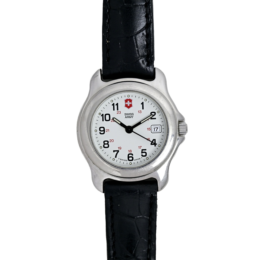 Swiss Army Vintage 90's Officer 30mm Ladies Watch Leather Strap Genuine Steel